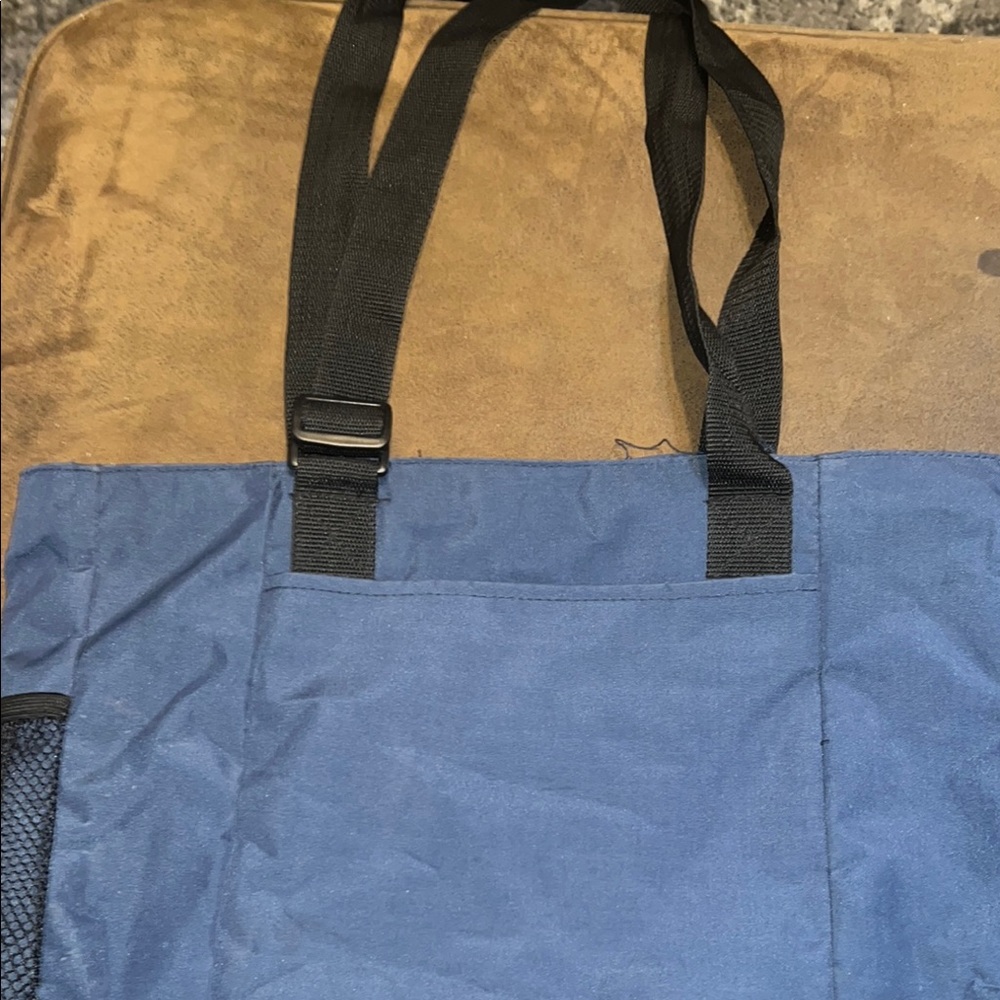 Blue Tote Bag with Black Straps
